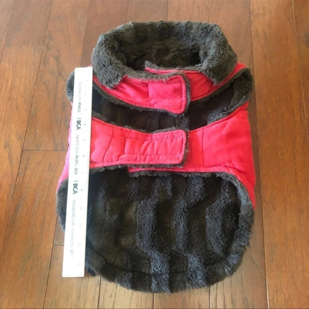 Red dog Faux Suede Coat Large - Picture 7 of 8
